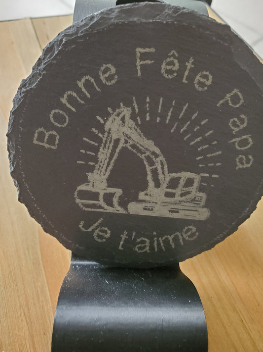 Ardoise gravée ronde