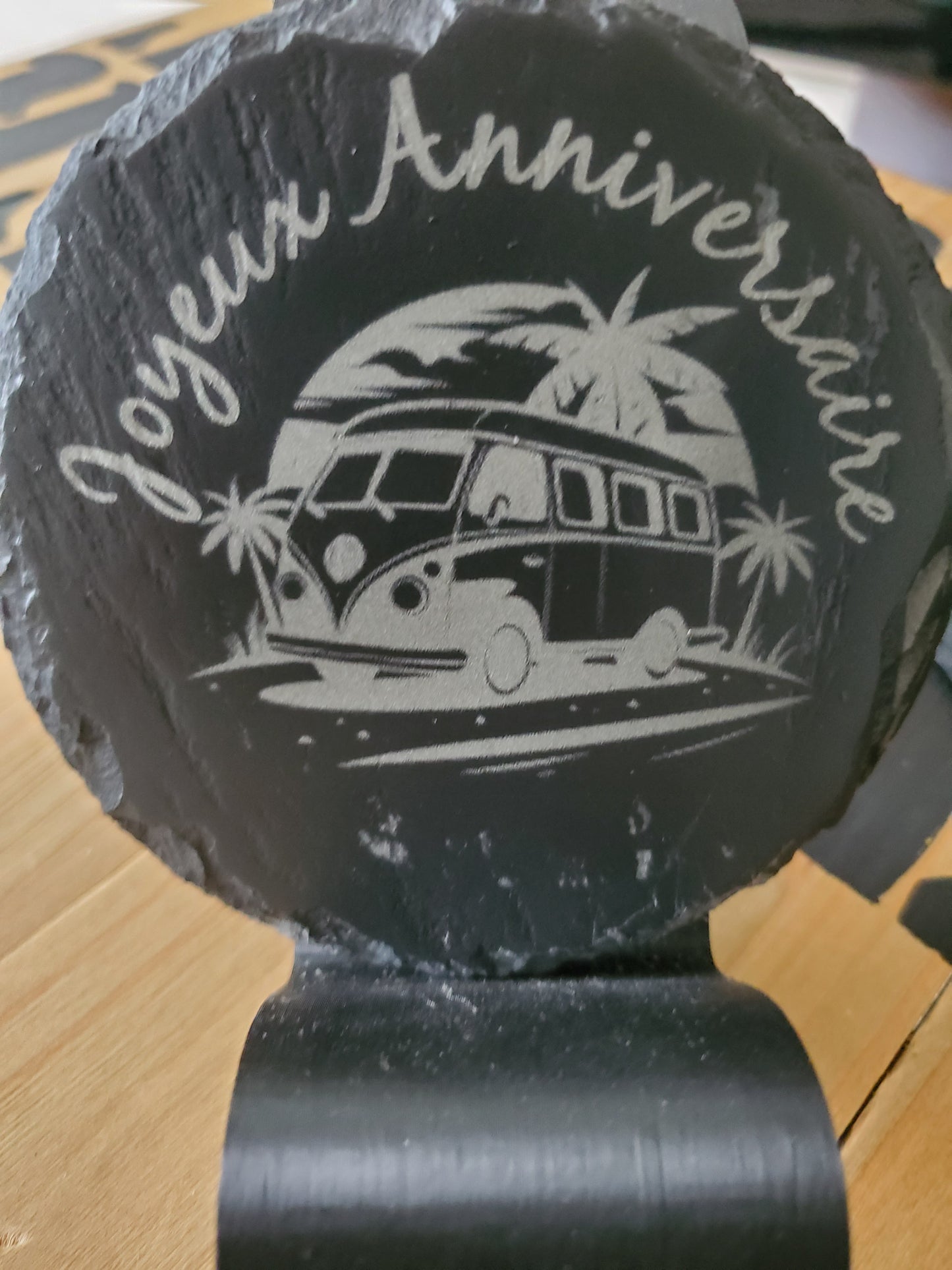 Ardoise gravée ronde