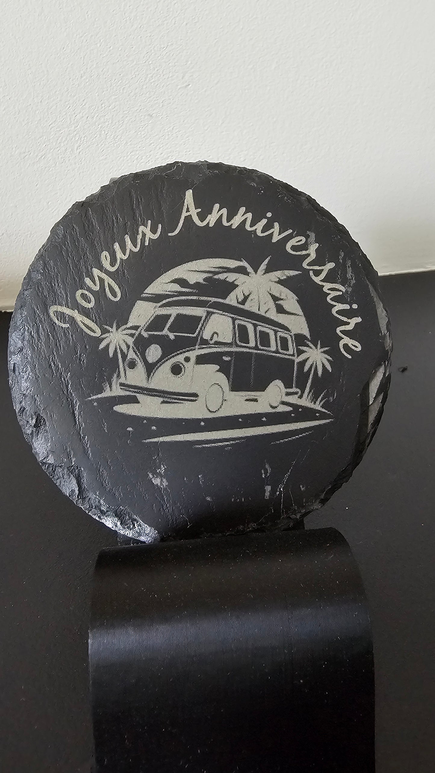 Ardoise ronde gravée 10cm