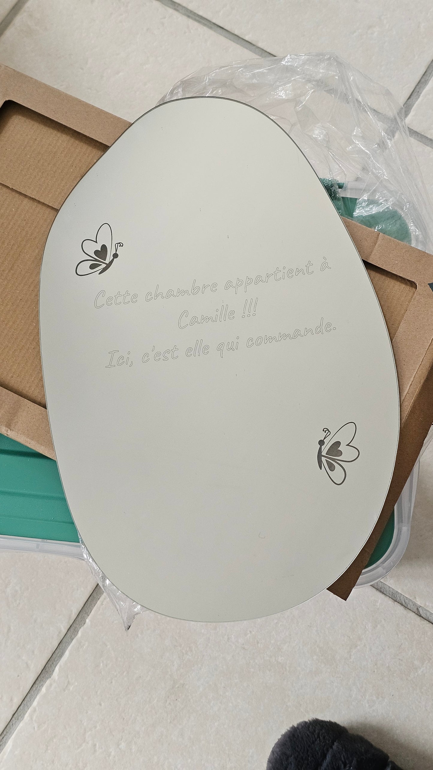 Miroir gravé personnalisable